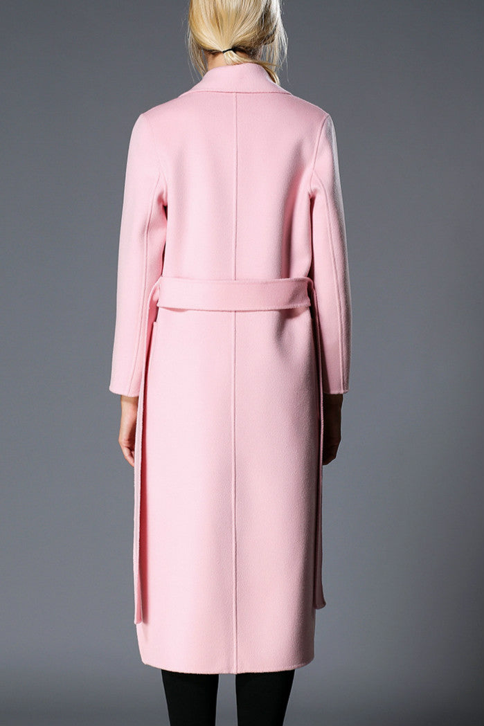 Winter Fashion | Crystal Pink Color Double-sided Cashmere Wool Coat by Simple-Flavor